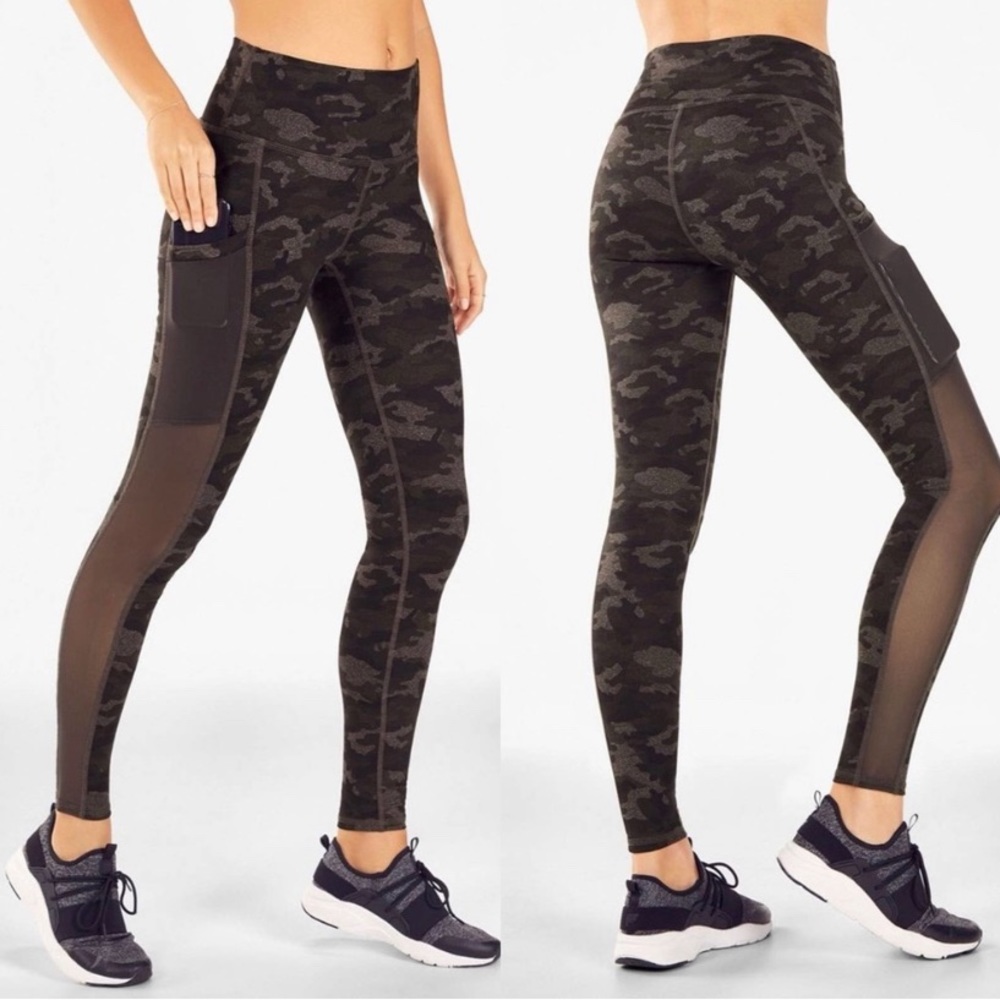 Fabletics PowerHold Green Camo Leggings